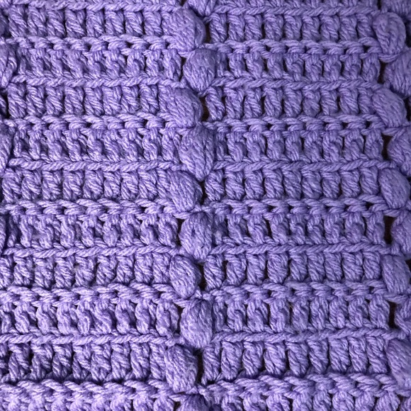 Baby blanket handmade crochet purple with white multicolor trim 38” x 38”‎ - Picture 6 of 6